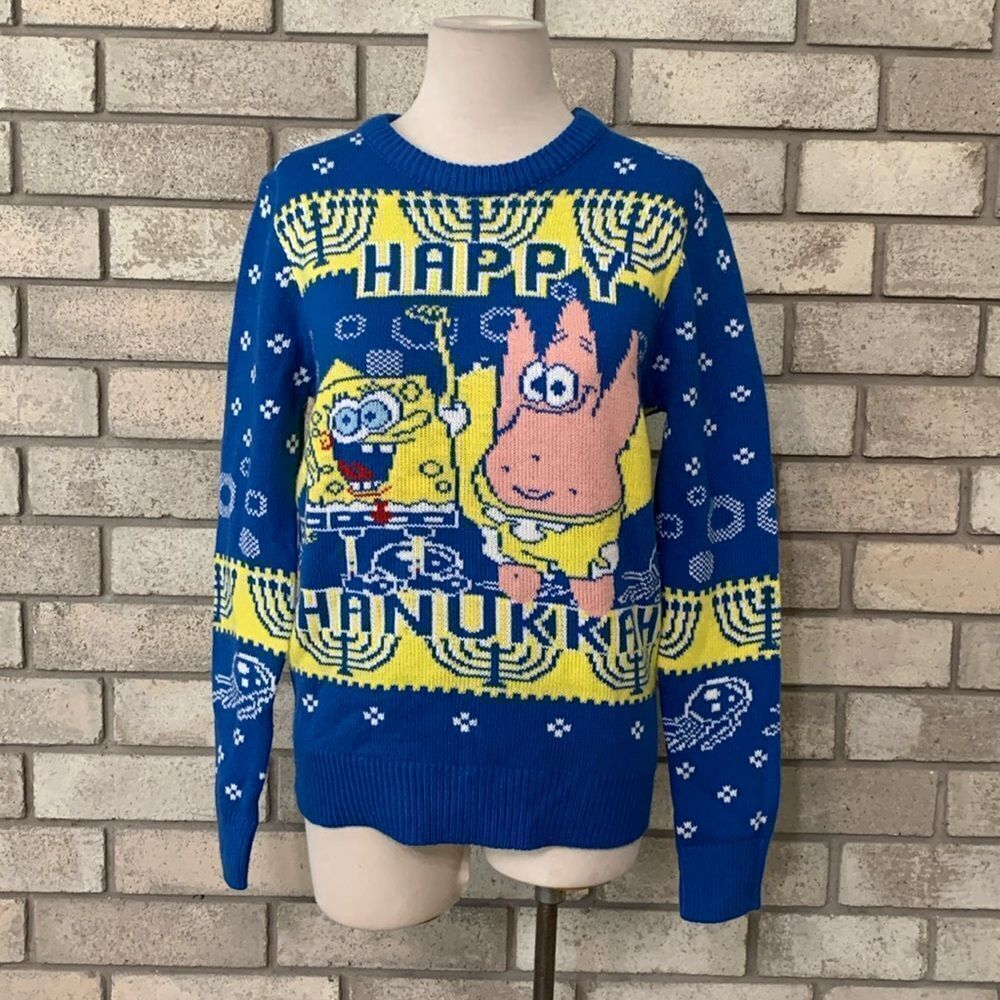 Unisex happy Hanukkah SpongeBob Nickelodeon sweater Large runs on smaller side
